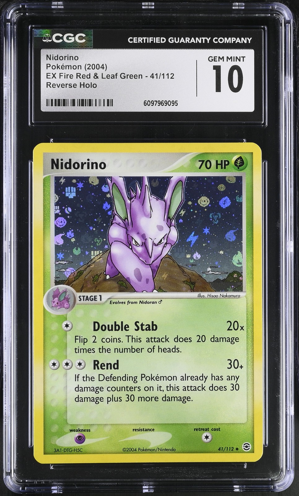 CGC 10 Nidorino EX Fire Red & Leaf Green 41/112 Reverse Holo Pokemon Card