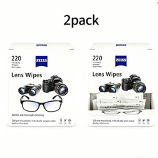 2pack New Zeiss Lens Cleaning Wipes, White - 220 Count