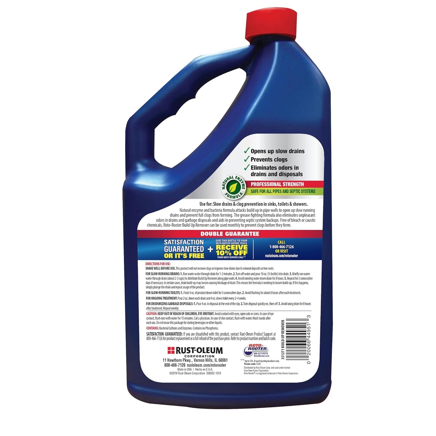 Natural Enzyme Drain Cleaner 64 oz - Prevents Clogs & Maintains Septic Safety