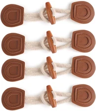 4 Sets Sew-On Toggle with Wooden Horn Button for Coat Jackets Shawl DIY Sewing A