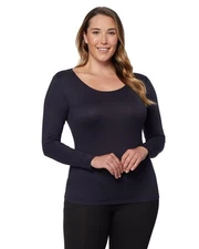 Women's Thermal Baselayer Top Long Sleeve Fitted Stretch Scoop Lightweight