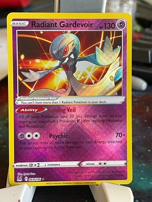 pokemon card 069 196 TCG Lost Origin Radiant Gardevoir 69/196 Colorless Retreat Cost POKEMON RADIANT GARDEVOIR 069/196 RADIANT