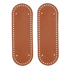2 Pack 12in x 4 in Leather Bag Bases for Crochet Oval for DIY Making, Brown