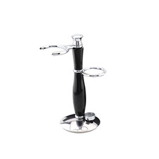 Men s Razor and Brush Stand Holder Black Off White Chrome Shaving Stand