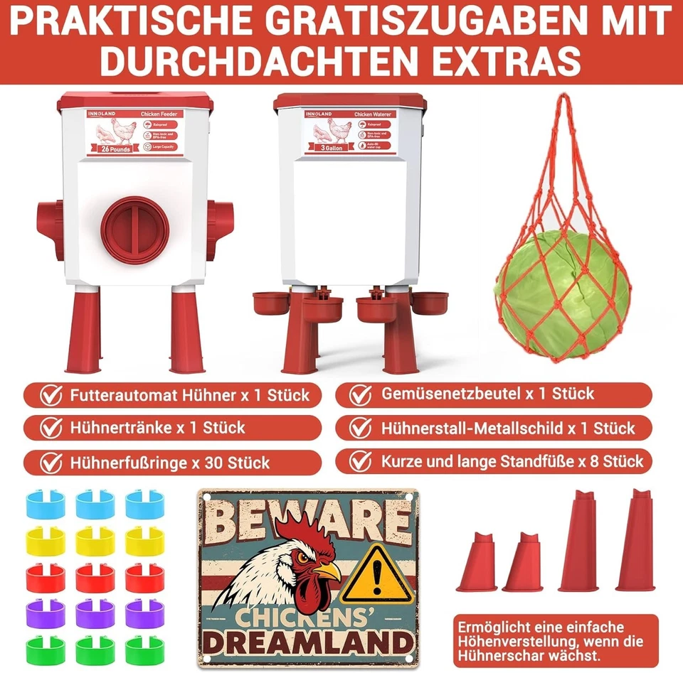 Geflügel Futterautomat Wassertränke 12kg 11L 4 Becher wetterfest - Bild 4 von 4