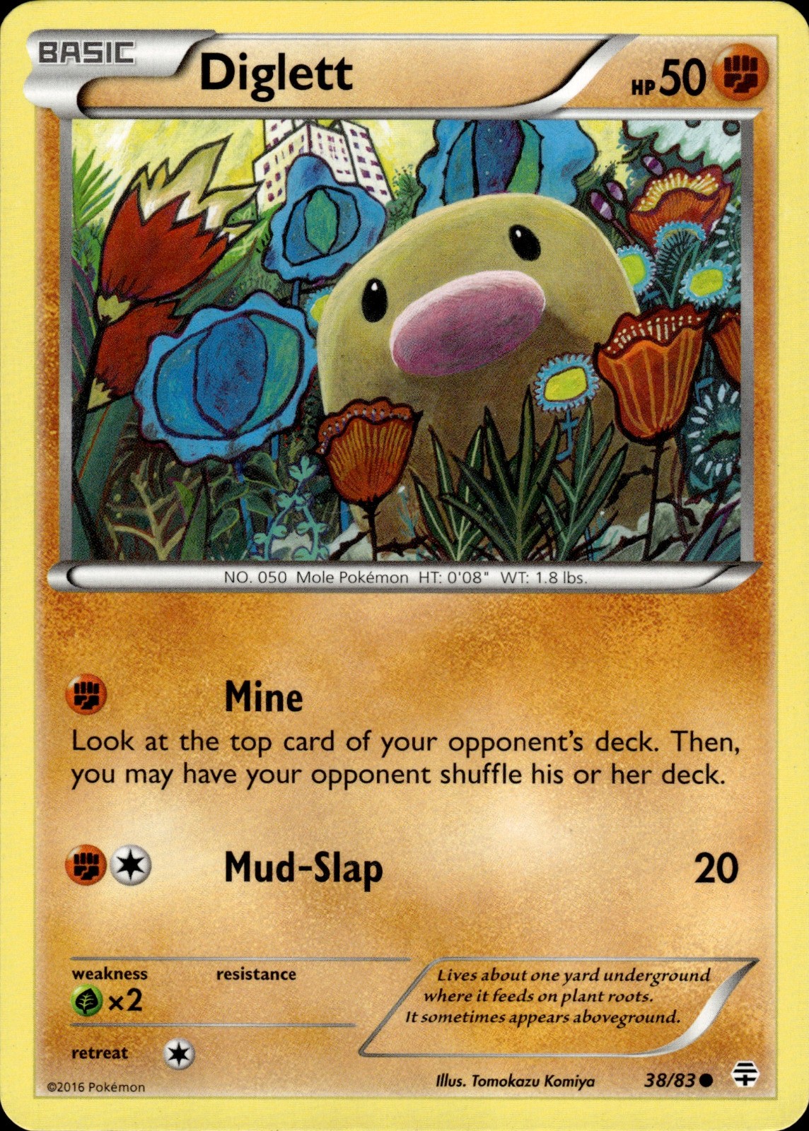 Pokemon TCG Card Diglett Fighting Generations GEN 38/83 2016