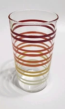 Vintage MCM Striped Juice Glass Red Orange Yellow