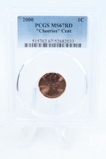 2000-P PCGS MS67RD Cheerios Cent Lincoln Memorial Cent Business Strike 1C
