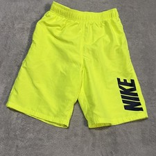 Nike Shorts Youth Large Neon Yellow Volt Swim Trunks Mesh Lined Drawstring Boys