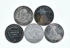 Lot 5 VINTAGE 1 Oz Silver Bars/Rounds Art Bars Collection Poured .999 *476