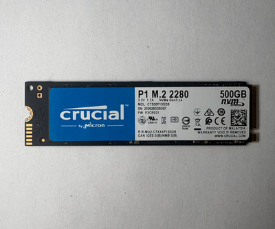 Crucial P1 500GB NVMe PCIe Gen3 M.2 2280 SSD CT500P1SSD8 Tested