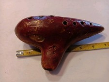Vintage, GuidoBondi Ocarina, Red/Gold Ceramic, G9, Austria, 7" Length