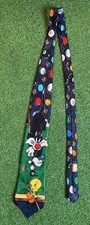 Vintage 90s Looney Tunes Mania Sylvester Tweety Pool Hall Mens Neck Tie 1995 VTG