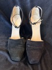 Vintage Prada Black Suede Shoes Ankle Strap Chunky Tulip Heel Size 10 — photo 1