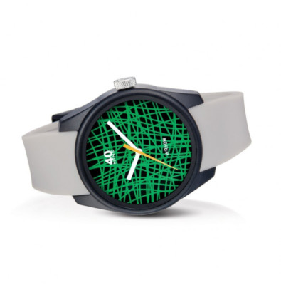 40NINE ''RUBBER BAND'' Quarz Polymer Schwarz Grün Grau Silikon Unisex Uhr