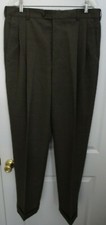 Chaps Mens Brown Houndstooth Pleated Front Button Dress Pants Size W36 L32