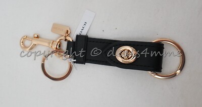 NWT Coach F39865 Trigger Snap Bag Charm/ Valet Key Ring in Black