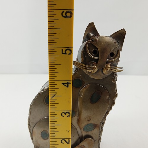 Primitive Metall Katze Skulptur Figur Brutalist MCM - Bild 8 von 10