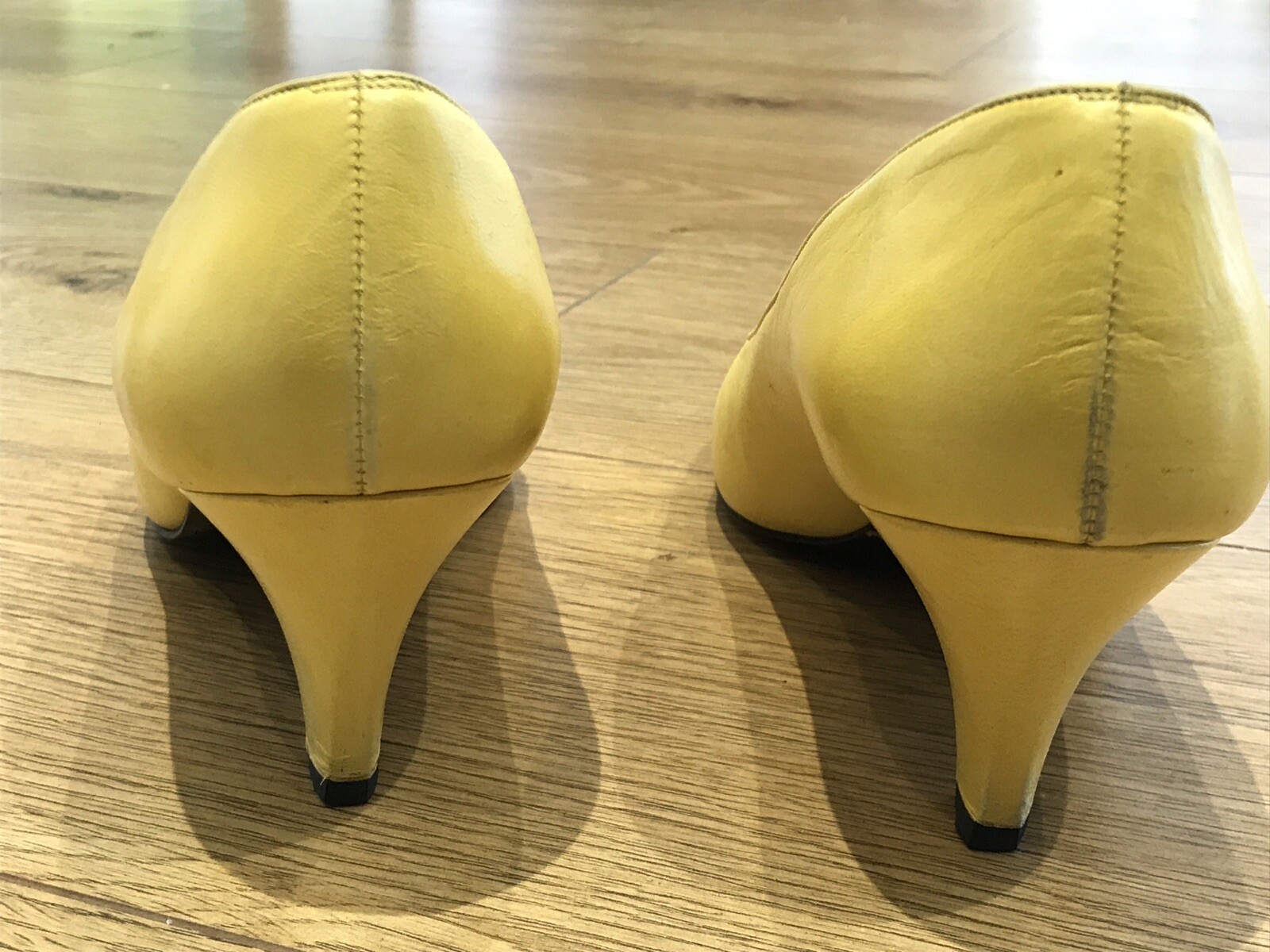 Vintage 1980s Yellow Leather Heels by Rayne, Size 8 - UK 5.5 5