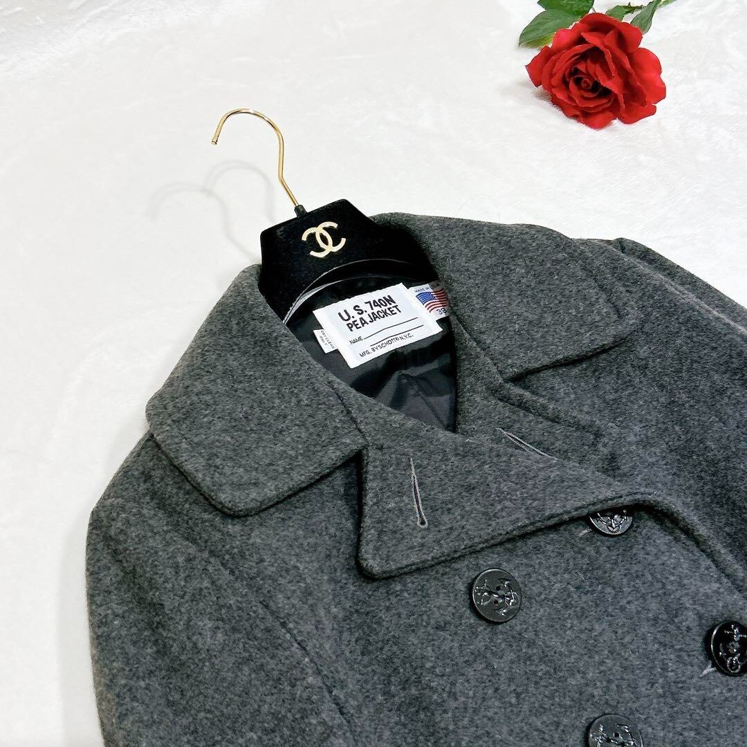 Schott U.S. 740N Pea Coat Jacket Made in USA Wool Gray Size
