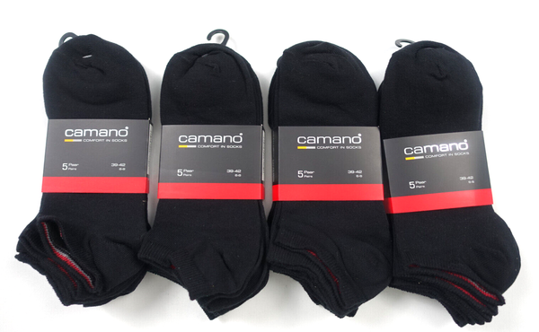Neu - 20 Paar Camano Herren Sneaker Socken - Gr. 39-42 - Black - Oeko-Tex -Paket-image