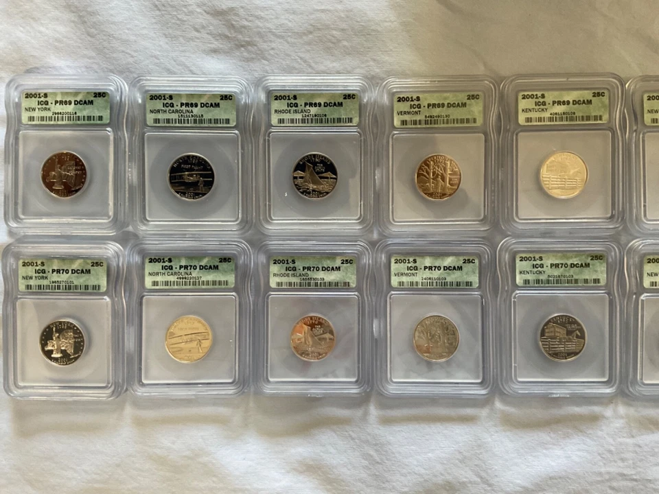 Year 2001 United States mint state quarters lot of 20 graded by ICG - Image 2 of 3