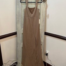 Show me your MuMu Bridesmaid formal Paris gown in dune stretch small NWT