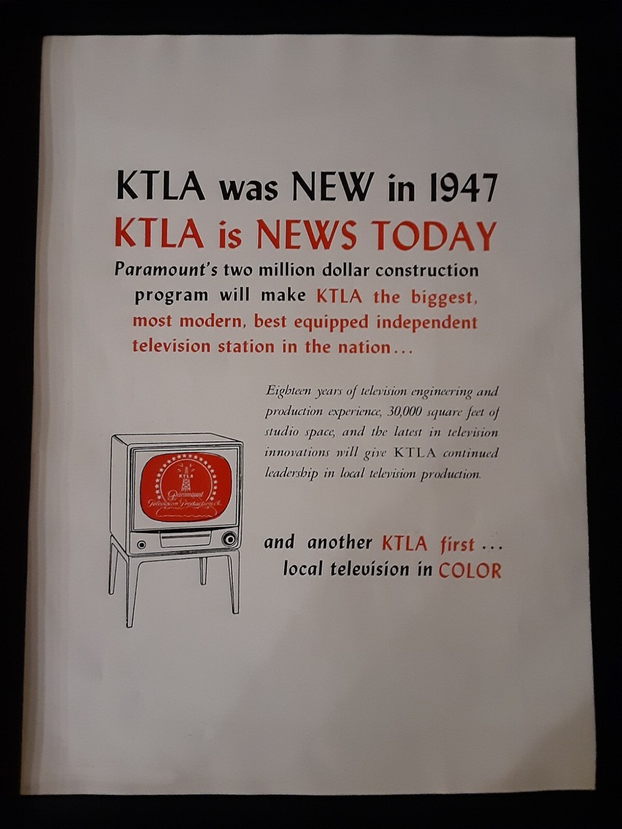 Studio Ktla News Live Stream KTLA TV Rare Original 1954 Promo Ad