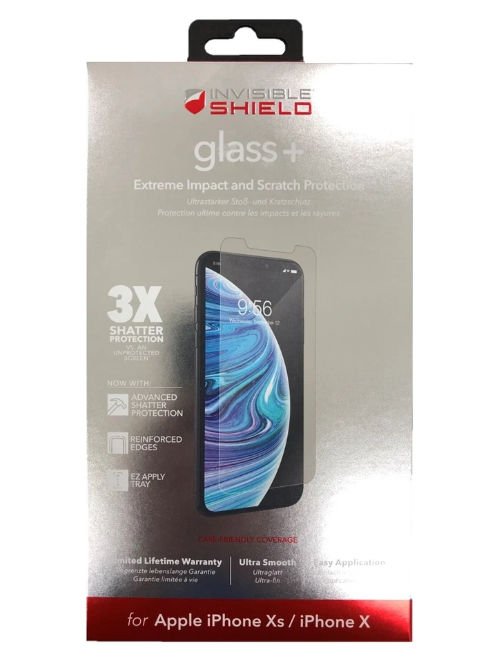 ZAGG IPhone X XS Glass Screen Protector + Tech21 EvoCheck Clear Cover Case ROSE - Image 2 of 4