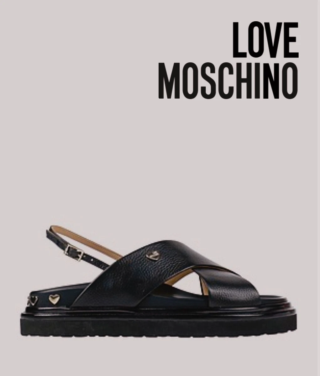 LOVE MOSCHINO Black Leather Flatform Sandals IT 36 US 6 eBay