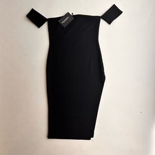NEW Pretty Little Thing Off The Shoulder Dress Black Women’s Size 6 Slit Stretch