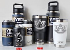 AUBURN TIGERS YETI Laser Engraved Tumblers,  Can Colsters and Chug Bottles