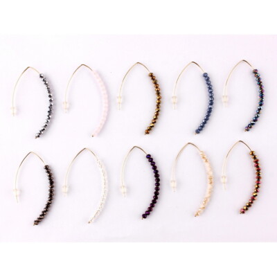 Multicloor Glass Beads Semi-precious Stone Hook Wire Drop Earrings Summer Girls