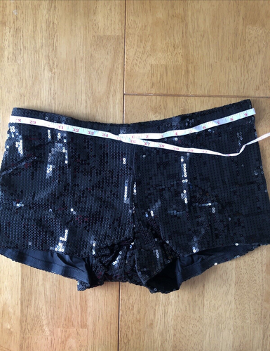 Kurze Damenshorts Pailletten Glitzer Glitzer schwarz neu Stretch Party Konzert XXL - Bild 4 von 8