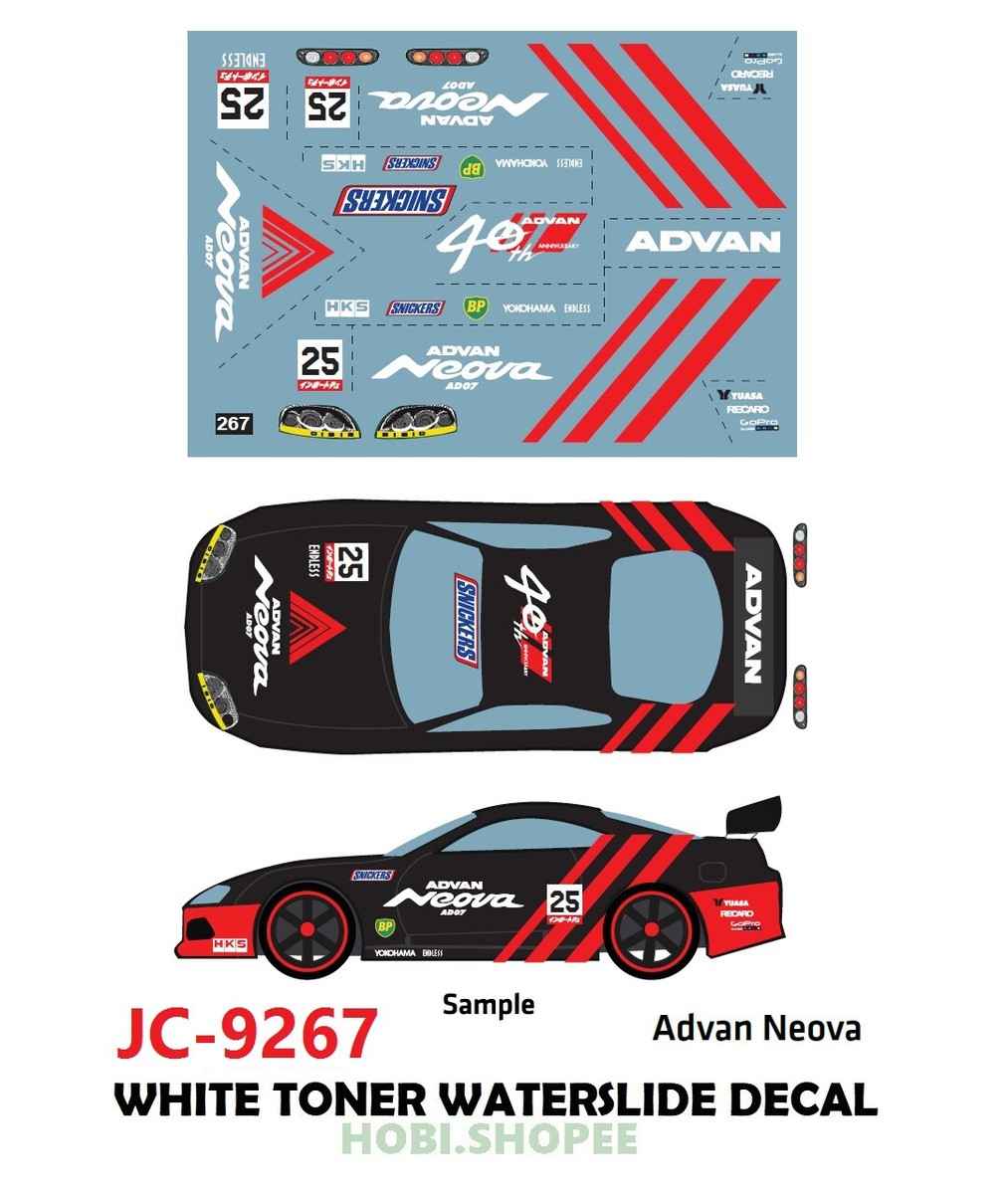JC-9267 White Toner Waterslide Decal ADVAN NEOVA For Custom 1:64