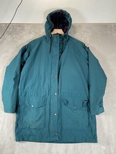 Woolrich Parka Chore Jacket Blanket Lined Womans Medium Vintage Hooded Blue Wool