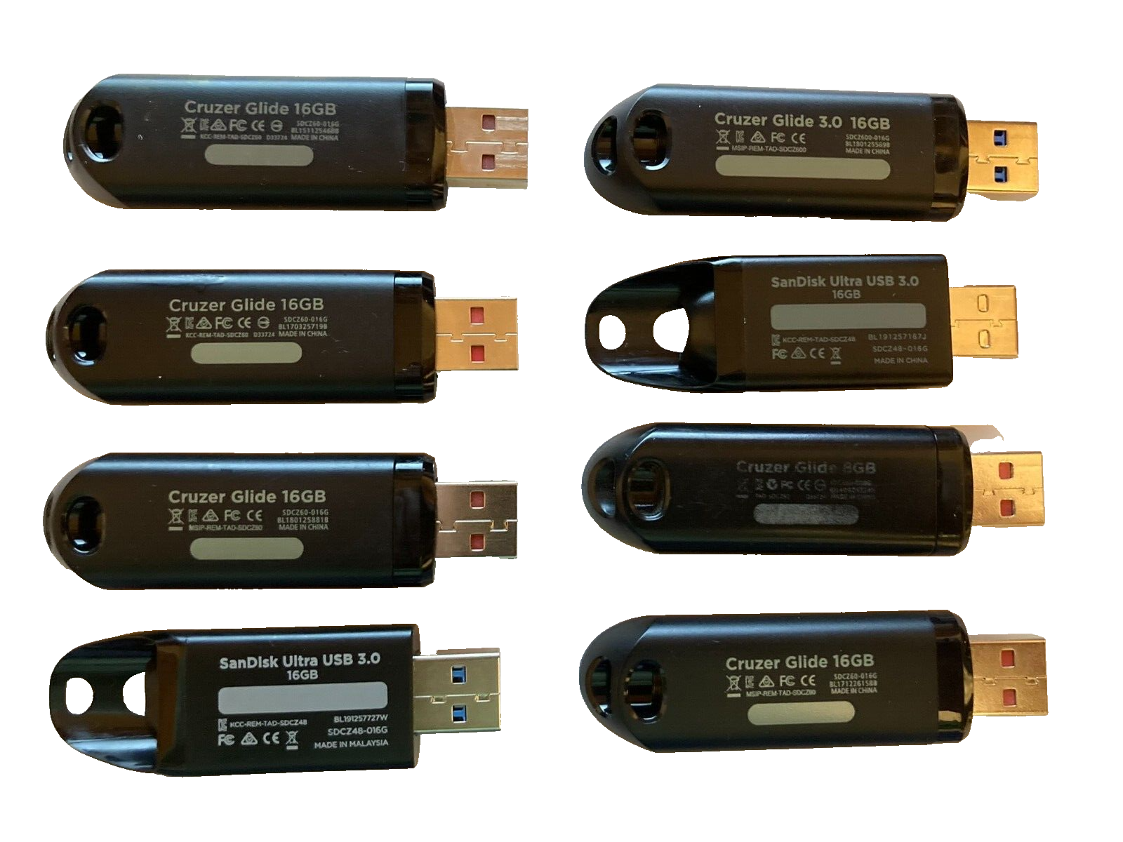Job Lot 16GB x 8 Sandisk Cruzer Ultra USB 3.0 & USB 2.0 Memory Sticks