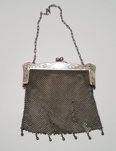 antique silver purse with chain