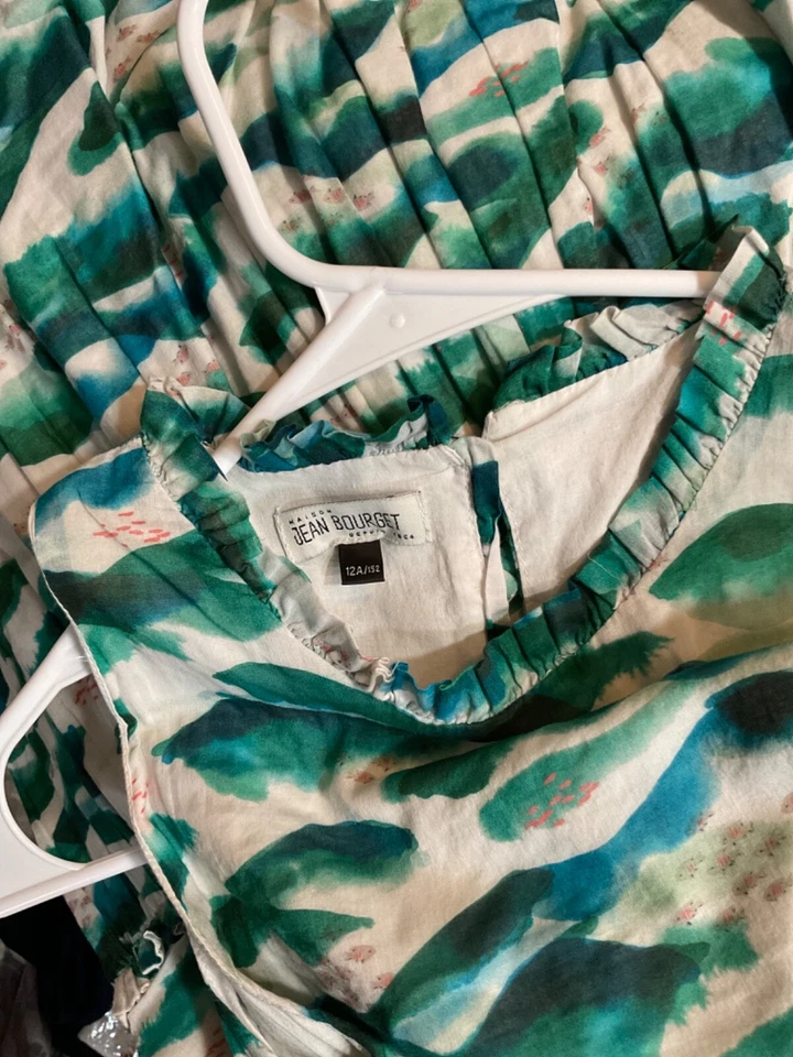 Vestido Jean Bourget Vintage Algodón Niñas Talla 12A Mod Abstracto bancos de peces Foto 3 de 3