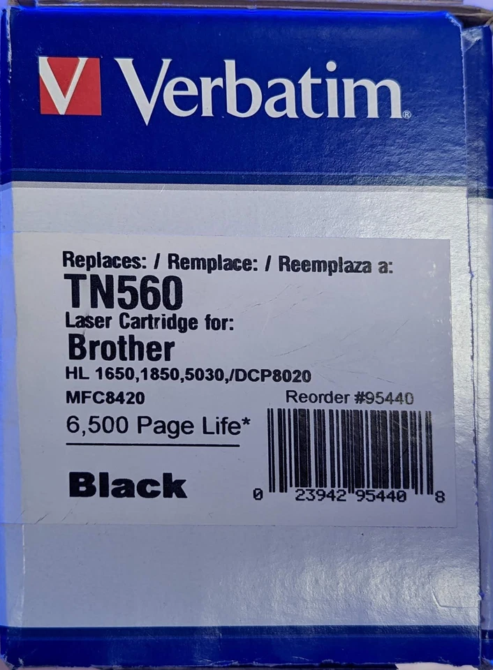 Verbatim 95440, Cartucho Láser Negro de Repuesto para Brother TN560 Foto 2 de 2