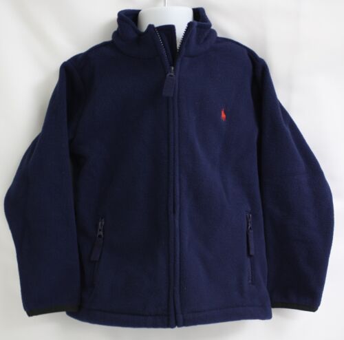 Polo Ralph Lauren Jacket  Navy Blue Fleece Coat Red Pony Logo Zipper RET 65 - Picture 1 of 9
