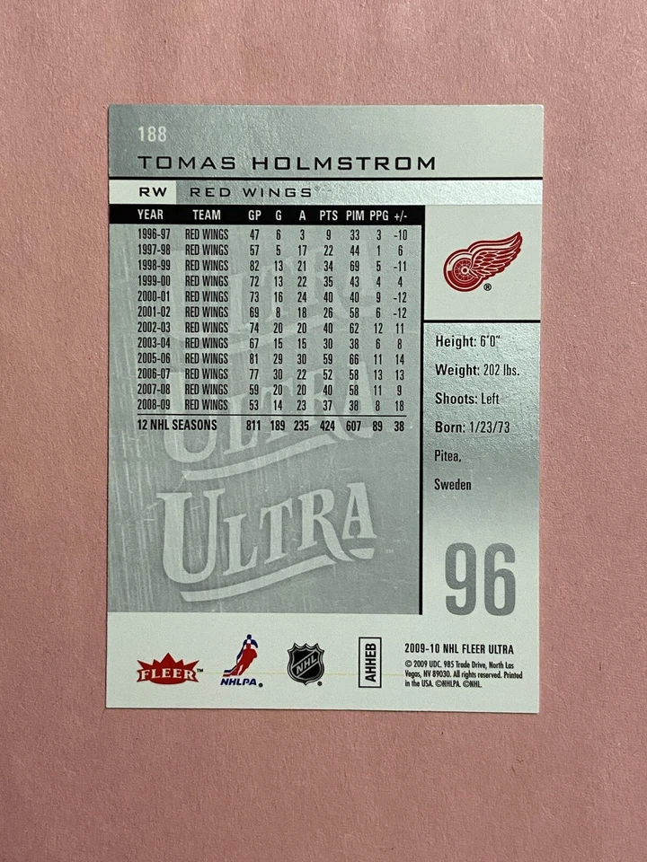 Tomas Holmstrom 2009-10 Fleer Ultra IP Auto Autograph - Image 2 of 2