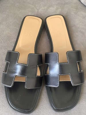 hermes black sandals