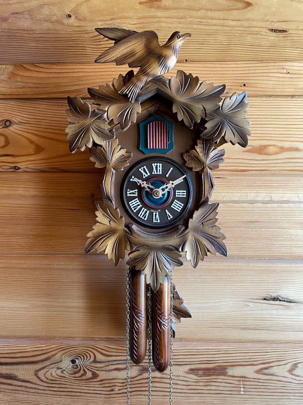 HandCarved with Leaves and Bird German Cuckoo Clock eBay