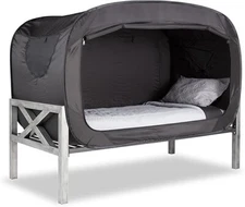 Privacy Pop Bed Tent - Twin - Black - Storage Bag + Instructions - 79"x47"