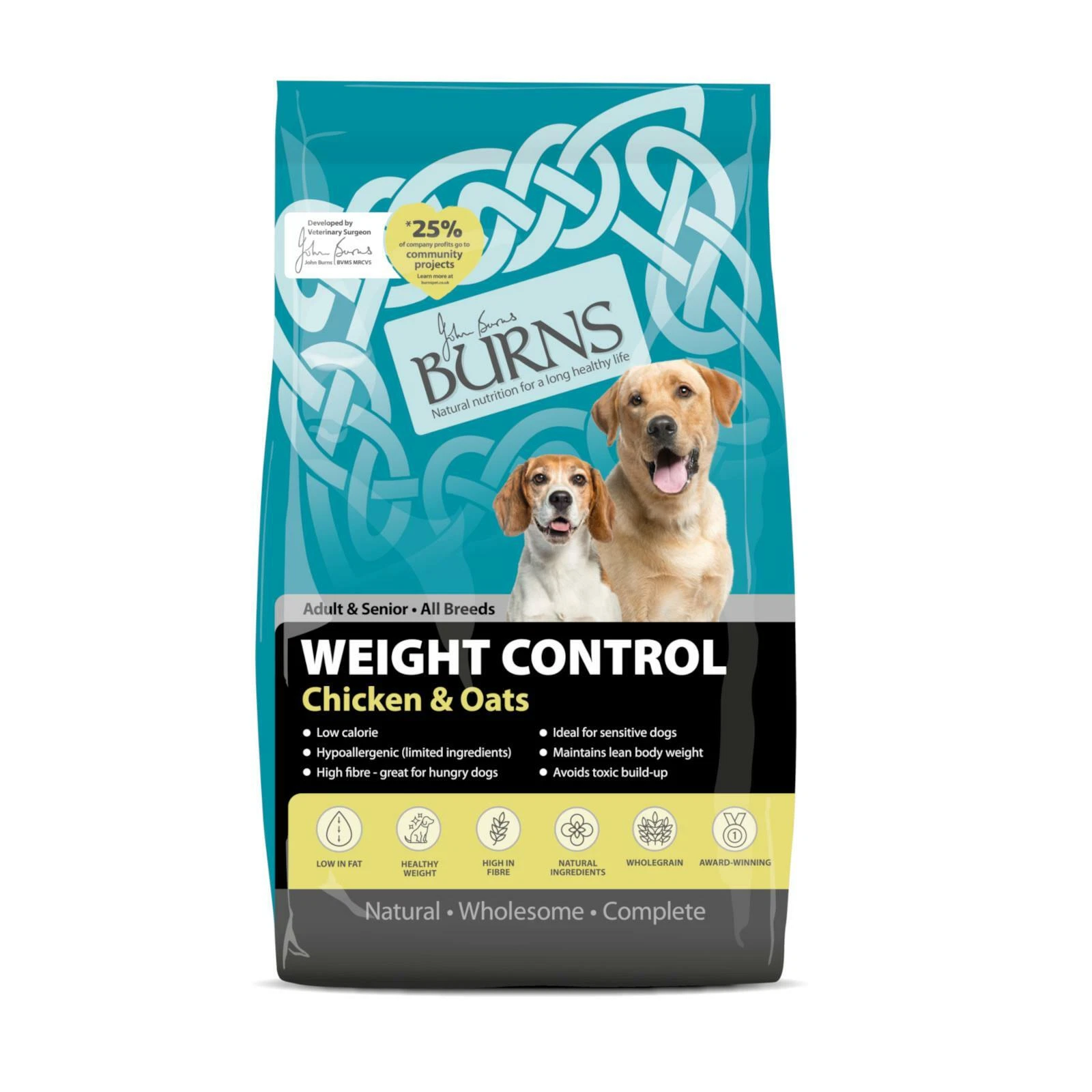 Burns Weight Control + Chicken & Oats Dry Dog Food 2kg
