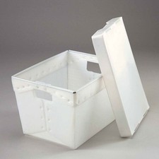 Postal Mail Tote With Lid Corrugated Plastic Natural 18-1/2x13-1/4x12 Lot of 10