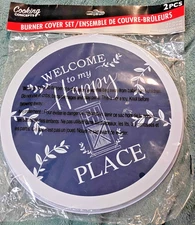 Cooking Concepts Burner Cover Set 2pc Set "Welcome to my Happy Place" 10in 8in