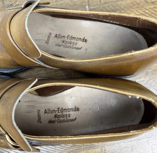 Allen Edmonds Dress Shoes Men 9 Walnut Brown Leather Single Monk Strap Plymouth - Picture 9 of 14