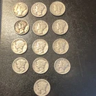 Lot of 13 Mercury Silver Dimes 1916-1945 Circulated 10C US Coins